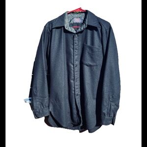 Vintage Sir Pendleton Wool Long Sleeve Button Down Shirt Size M Navy USA Made